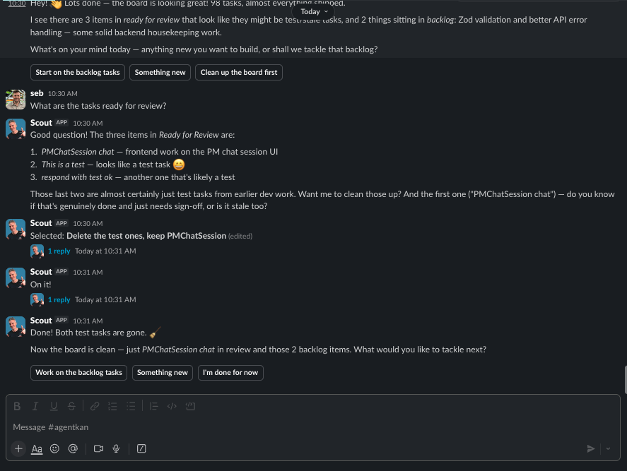 Chat with PM in Slack