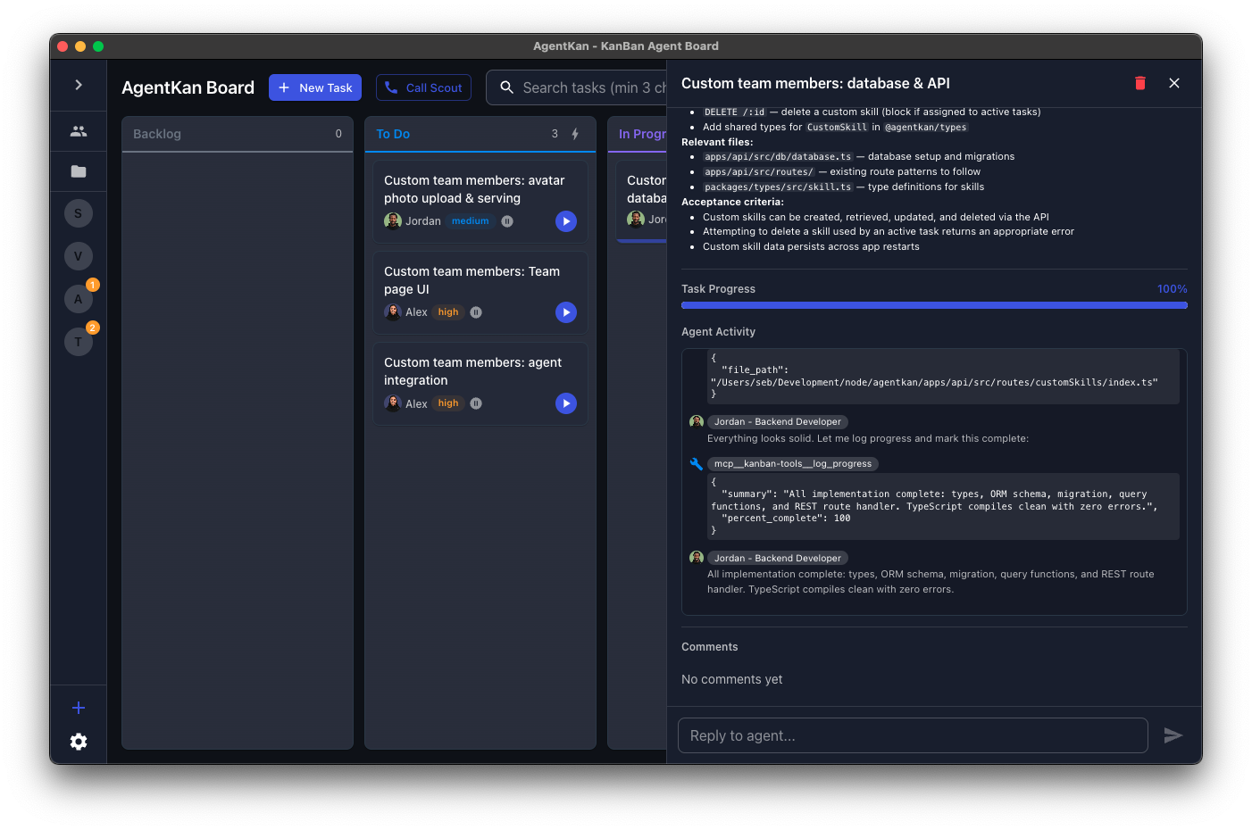 Review task progress